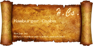 Hamburger Csaba névjegykártya